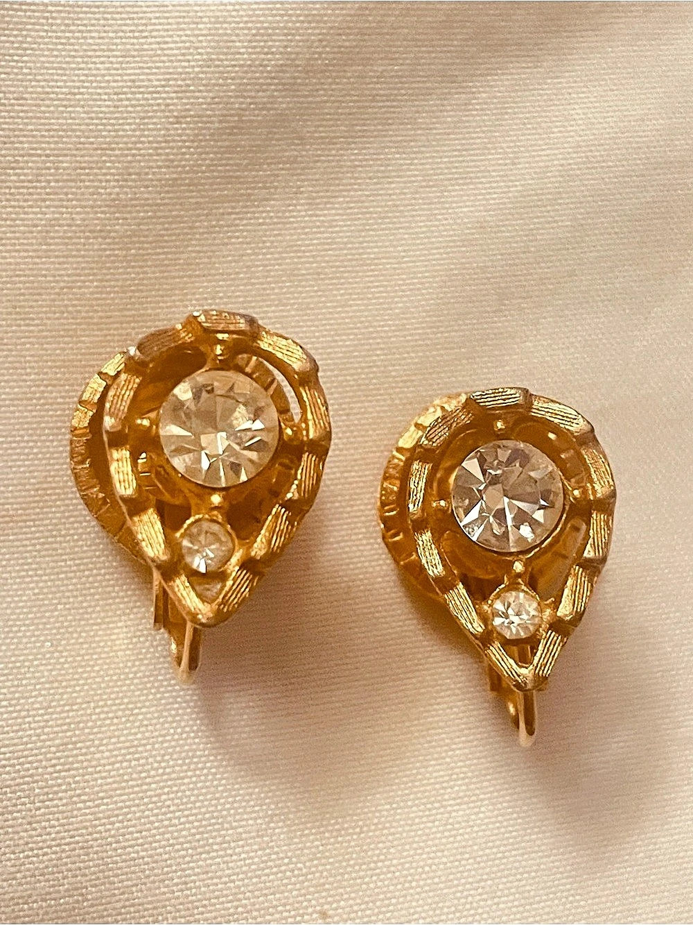 Gold-Tone Crystal Clip-On Earrings Like New